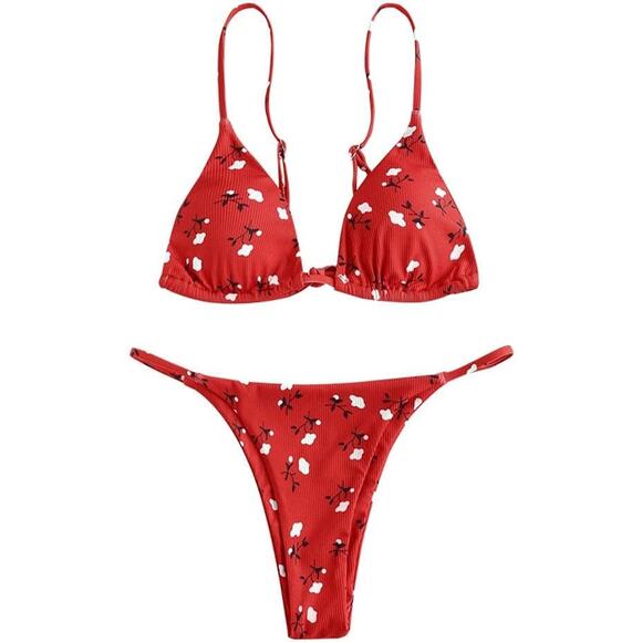 ZAFUL Bikini Sz 4 Womens Ditsy Floral Cheeky Brazilian 2 Pc Swim Bathing Suit - Picture 9 of 13